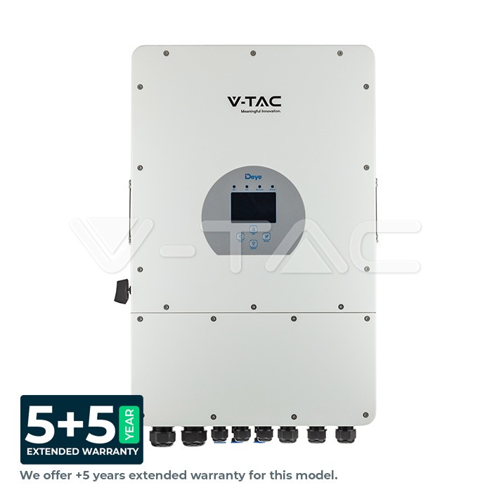 Inverter Fotovoltaico Deye Trifase Ibrido On-Grid/Off-Grid 6kW con Schermo LCD Touch a Colori e Smart Meter Integrato inclusi TA e WiFi Garanzia 5 Anni (Estendibile a 10 Anni) IP65