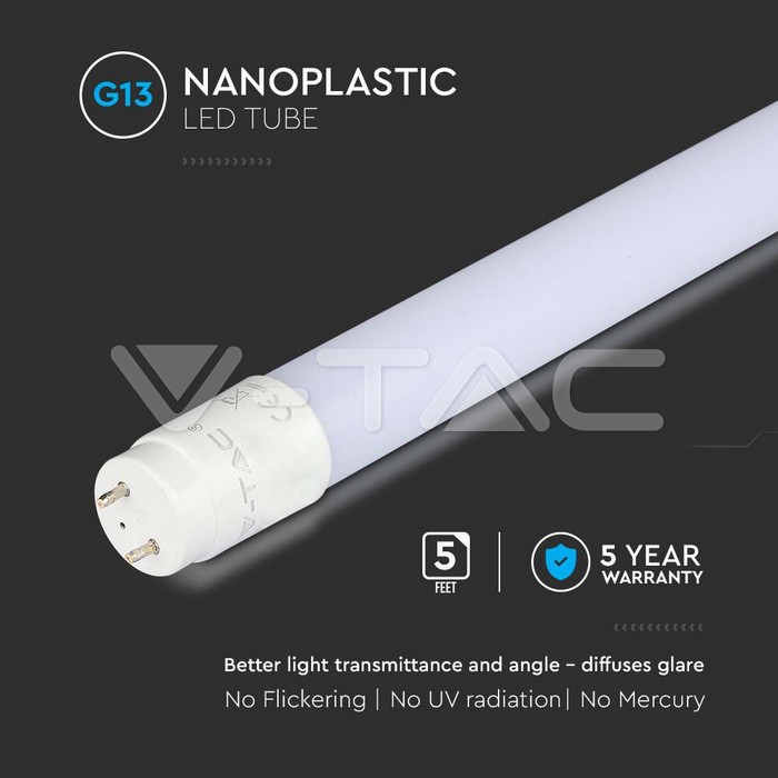 LED Tube SAMSUNG CHIP  - 150cm 20W G13 Nano Plastic 4000K img 4