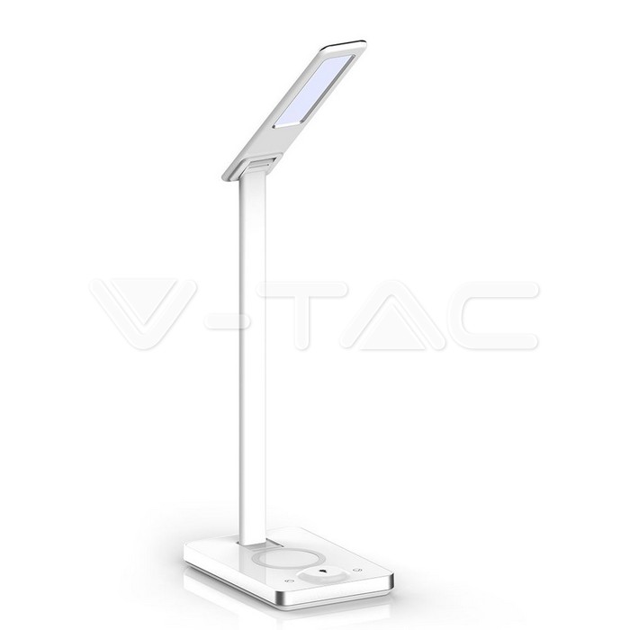 5W LED Table Lamp 3in1 Wireless Charger Square White Body