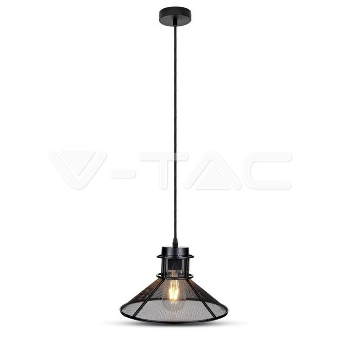 Lampadario con Portalampada Nero Metallo Maglia Forma V