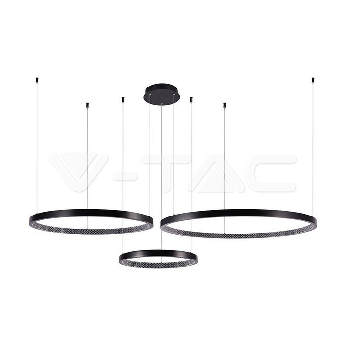 Lampadario LED a Sospensione con 3 Cerchi 57W in Metallo Colore Nero 151*91*108cm 4000K