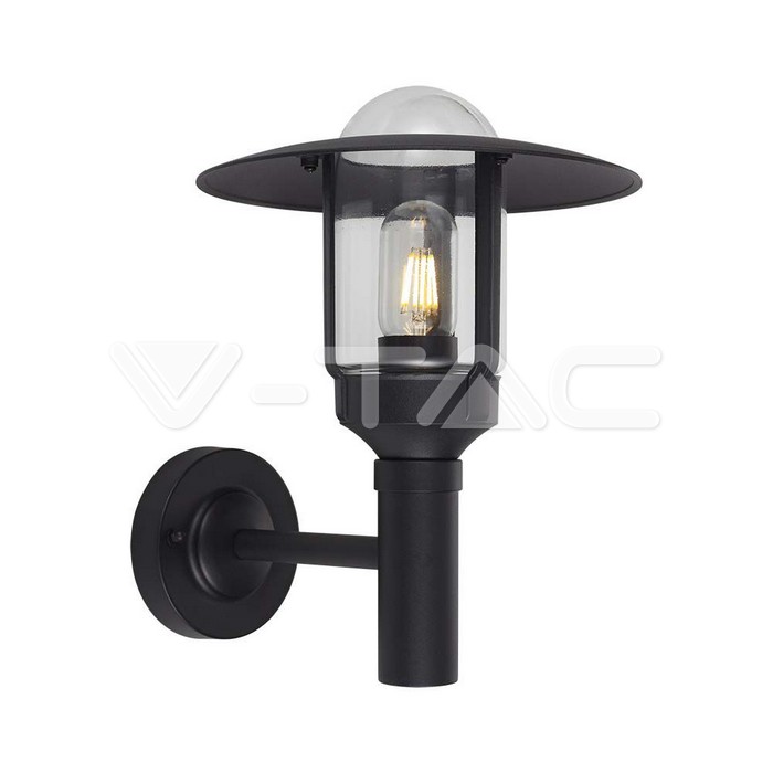 Lampione LED da Giardino con Portalampada a Lanterna E27 Colore Nero Opaco h: 97.5cm Montaggio a Muro IP44
