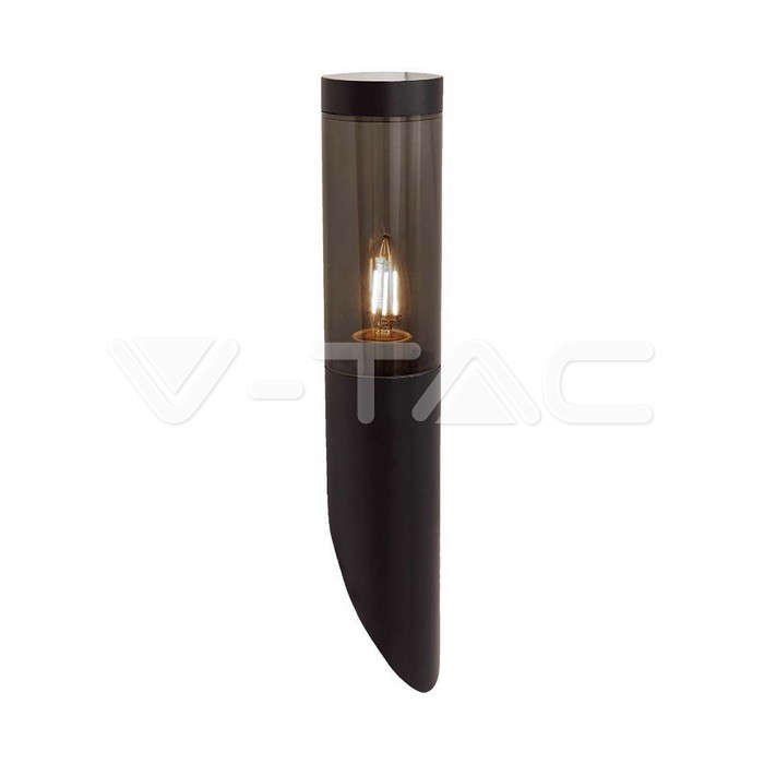 PALETTO LAMPADA DA GIARDINO E27 (400x76mm) FUMO PLASTICA/SS CORPO NERO IP44