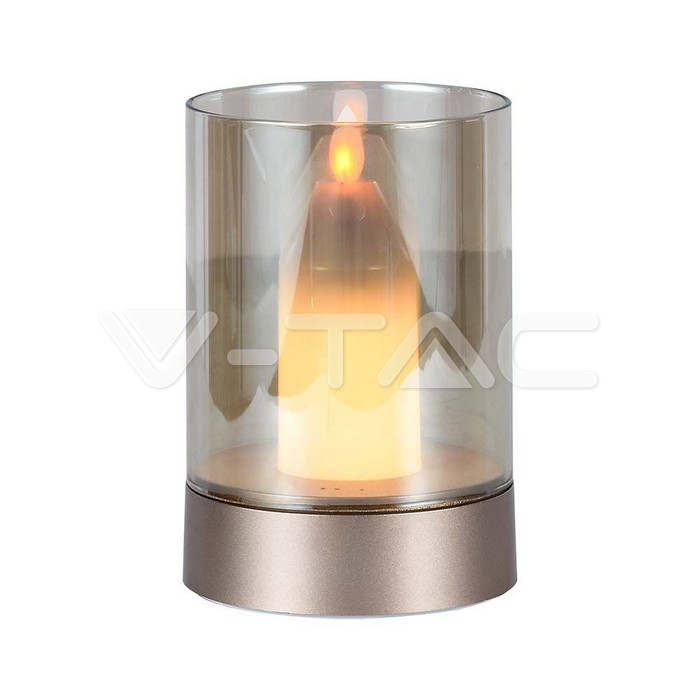 3W LED Candle Table Lamp 3000K Champagne Gold  Amber Glass