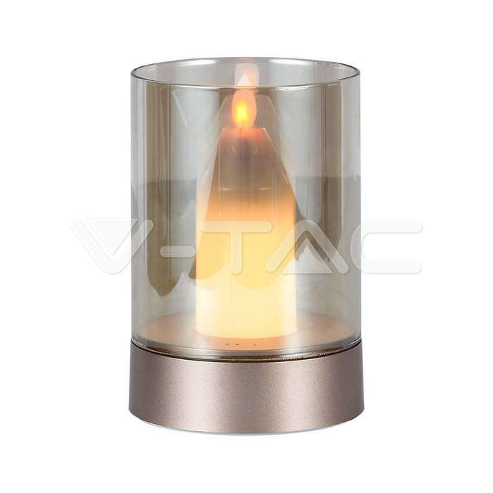 3W LED Candle Table Lamp 3000K Champagne Gold Amber Glass