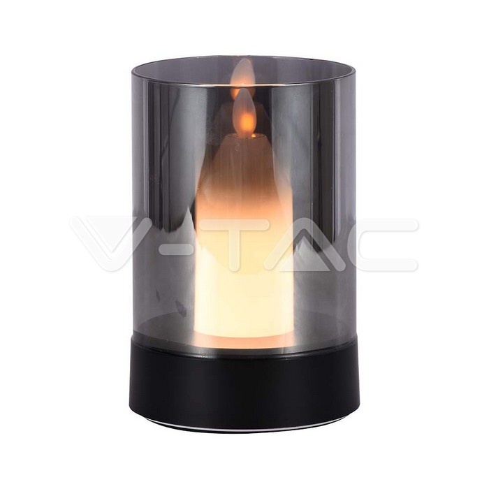 3W LED Candle Table Lamp 3000K Black  Smoky Glass
