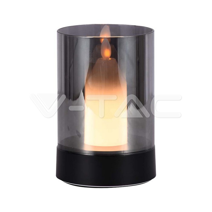 3W LED Candle Table Lamp 3000K Black Smoky Glass