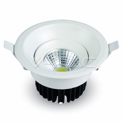 8W LED Downlight COB Round - White Body 6500K