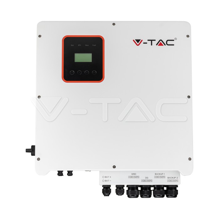 Inverter Fotovoltaico Trifase Ibrido On-Grid / Off-Grid 8kW con Schermo LCD e Accessori inclusi Garanzia 3 Anni IP65