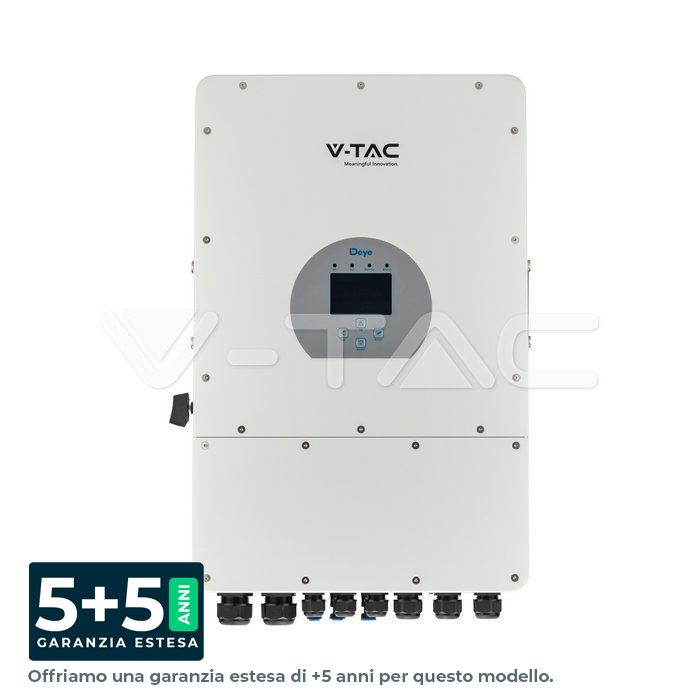  Inverter Fotovoltaico Deye Trifase Ibrido On-Grid/Off-Grid 10kW con Schermo LCD Touch a Colori e Smart Meter Integrato WiFi  IP65