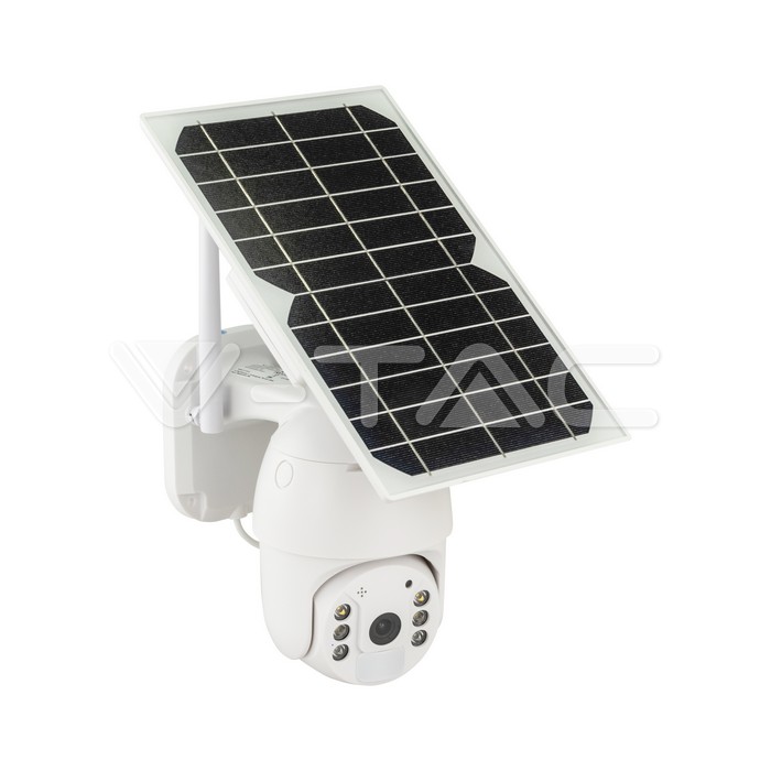 WIFI HD Smart Solar Energy PTZ Camera With Sensor White