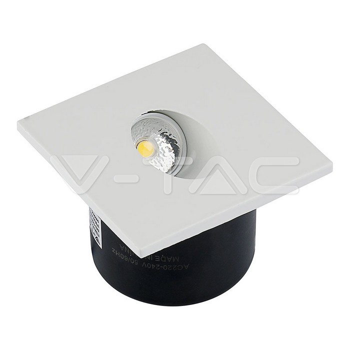 3W Spot LED Luce scale Quadrato Corpo Bianco Bianco Caldo