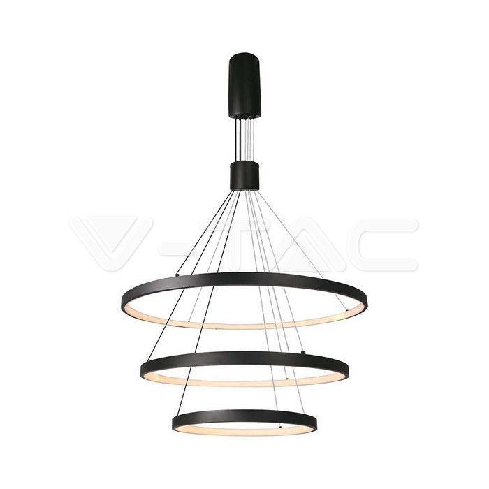 Lampadario LED a Sospensione con 3 Cerchi 46W in Metallo Colore Nero Dimmerabile 40x60x80x150cm 3000K