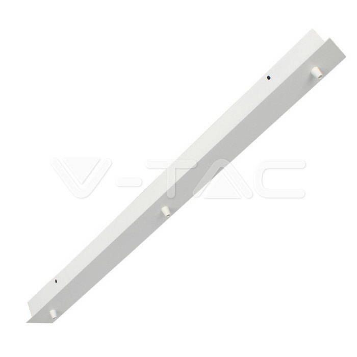 Rosone per Lampadario in Acciaio Lineare 800x70x43mm con 3 Fori Colore Bianco opaco