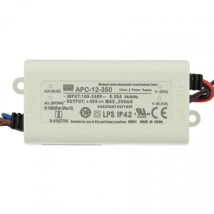 Led Driver CC Trasformatore 350mA 9V-36V DC 12W IP42