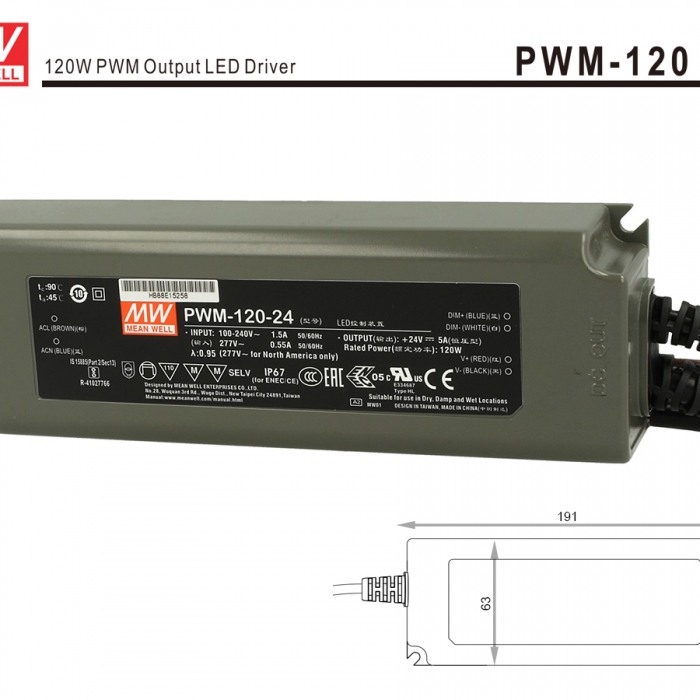 Alimentatore Led Dimmerabile 120W 24V 