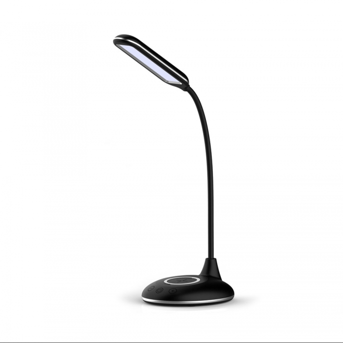 5W LED Lampada da tavolo 3 in 1 Wireless caricabatterie Round Corpo nero
