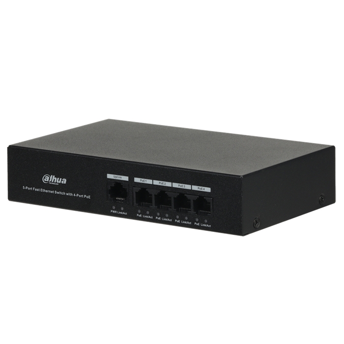 Switch di rete 4 Porte PoE + 1 Porta 10/100Mbps 60W