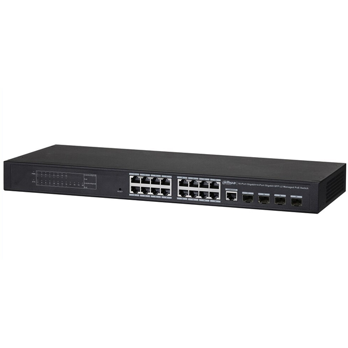 Switch di rete industriale 16 Porte PoE + 4 Porte 1GB + 1 Porta Console 