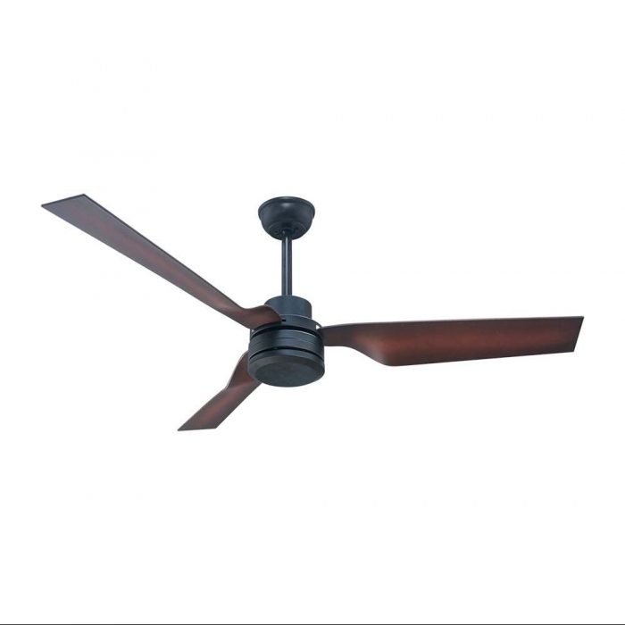 65W LED Ceiling Fan White Body RF Control  3 Brown  Blades  AC Motor  ( 52INCH )