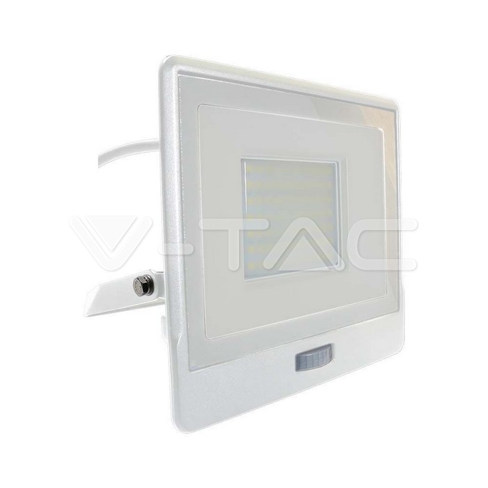 50W LED PIR Sensor Floodlight SAMSUNG CHIP White Body 6400K 1M Cable