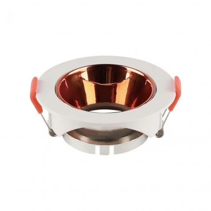 GU10 Fitting Round White Frame + Rose Gold Reflector