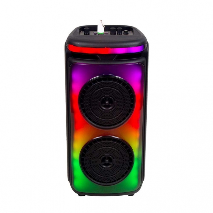 Altoparlante ricaricabile da 400 W con 1 microfono cablato Controllo RF e maniglia 2x6,5 pollici
