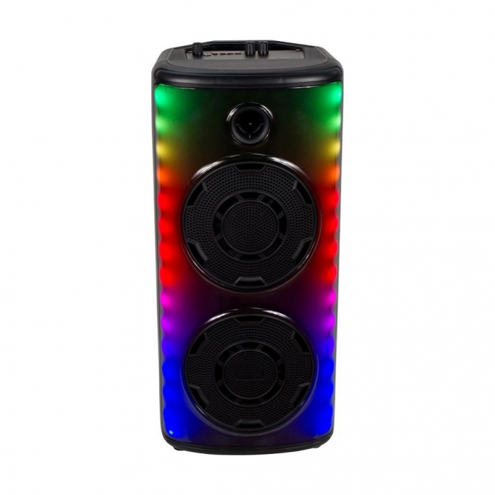 600W Rechargeable Speaker 1 Wired Microphone RF Control and Handle 2x8 inch