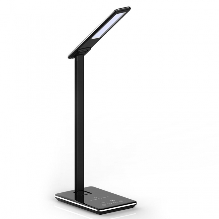 5W LED Table Lamp 3in1 Wireless Charger Square Black Body