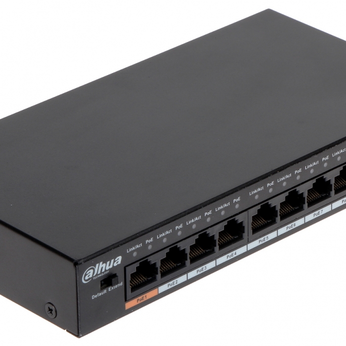 Switch unmanaged 8 Ports PoE 2.0 + 2 Port 10/100/1000Mbps Base-TX 96W - 250M