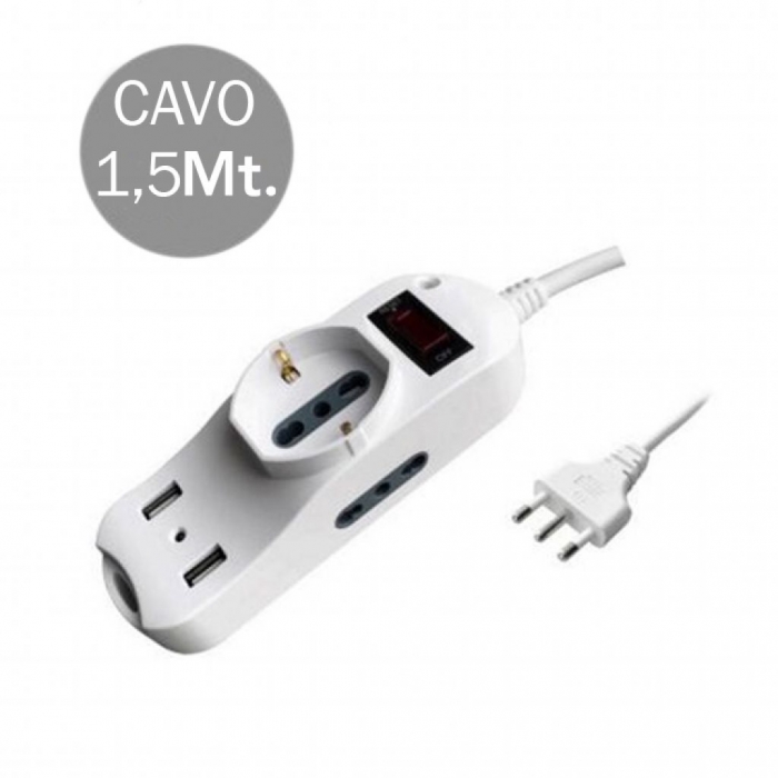 2 Presa 2P+T 10/16A Bipasso+1 Presa Bipasso/Schuko con Protezione de Sovraccarico