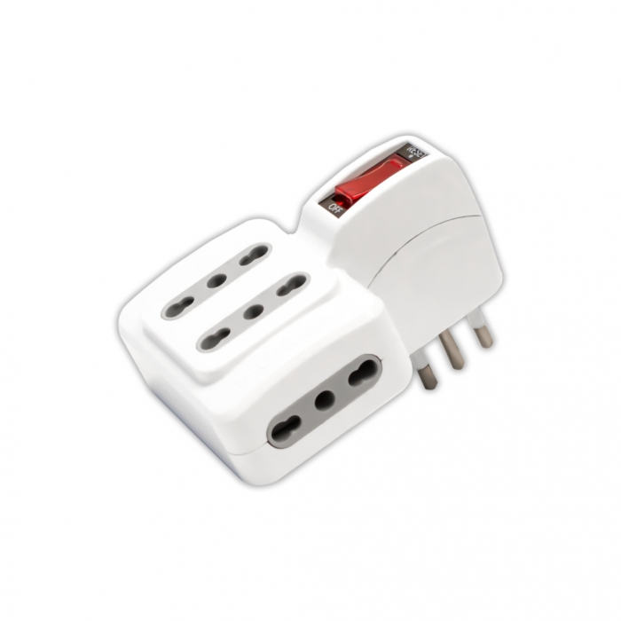 Addattatore Spina 10A 4 Prese 10/16A Bipasso con Protezione de Sovraccarico