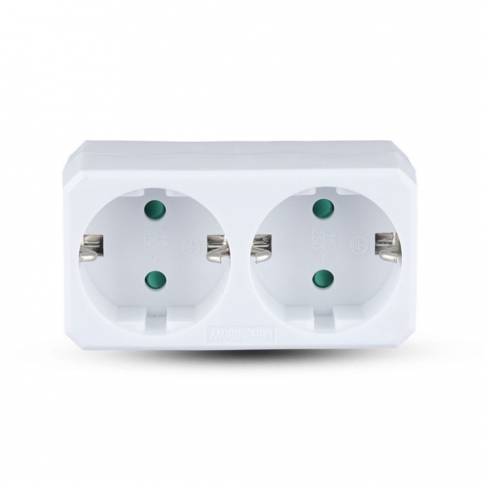 2 Ways Adapter Earthing Contact 10/16A 250V White