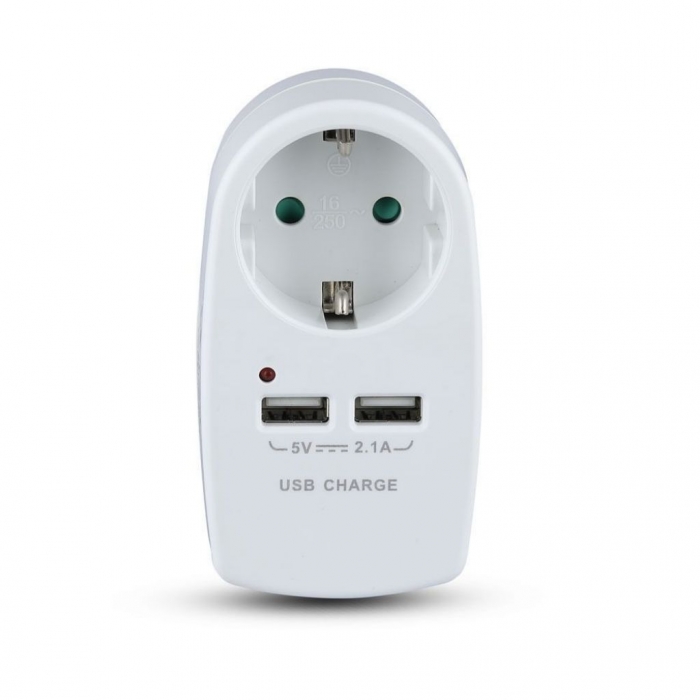 European Type Plug Adapter Earthing Contact & Charging Interface White