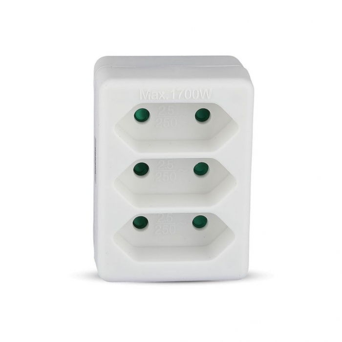 3 Outlet Adapter 2.5A White Label + Poly Bag