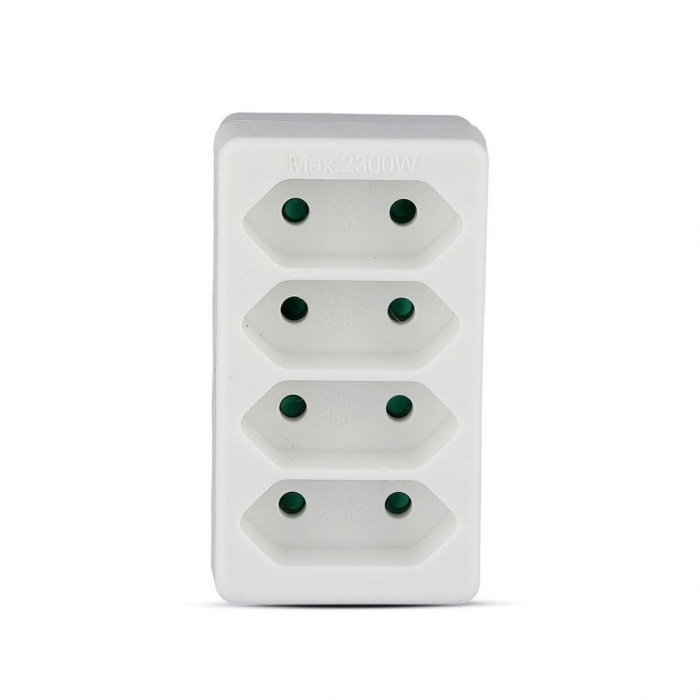 4 Outlet Adapter 2.5A White Label + Poly Bag