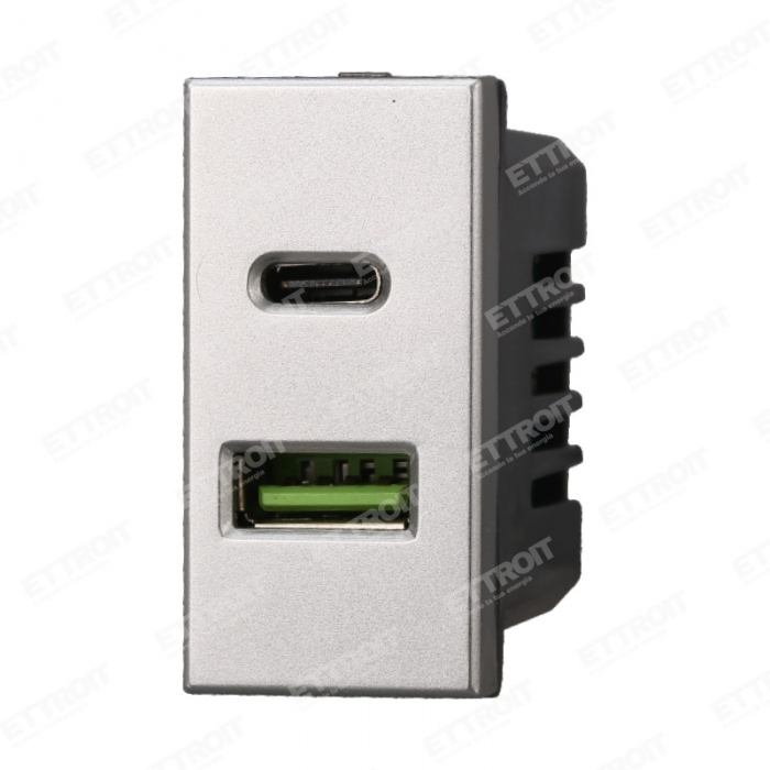 SKU AG3002 Ettroit, PRESA USB 2 IN 1 USB+TYPE-C 3.1AMH