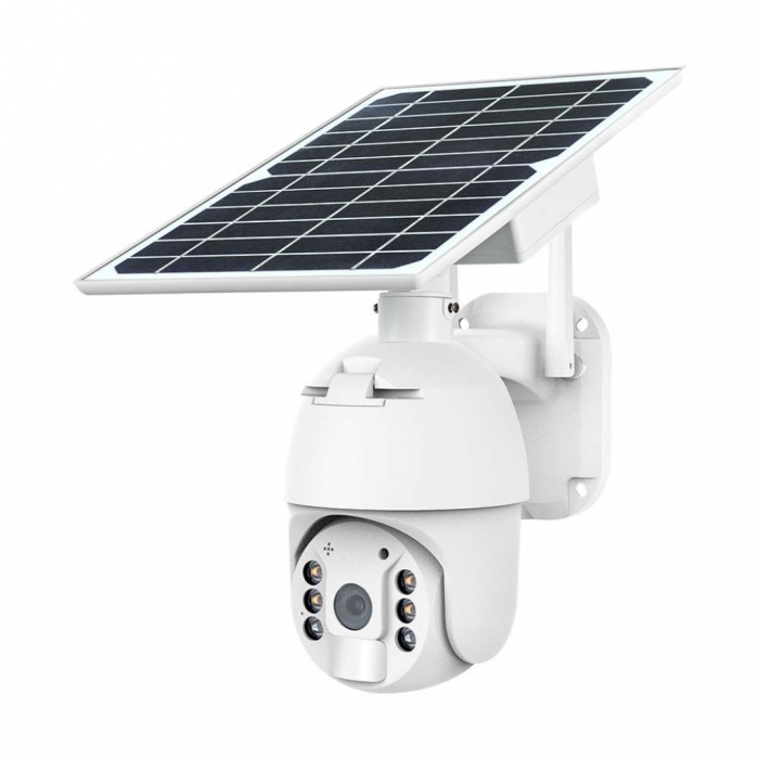 WIFI HD Smart Solar Energy PTZ Camera With Sensor White