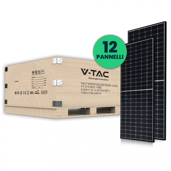 Set 5kW (4.92 kW) con 12 Pannelli Solari Fotovoltaici Monocristallini 410W