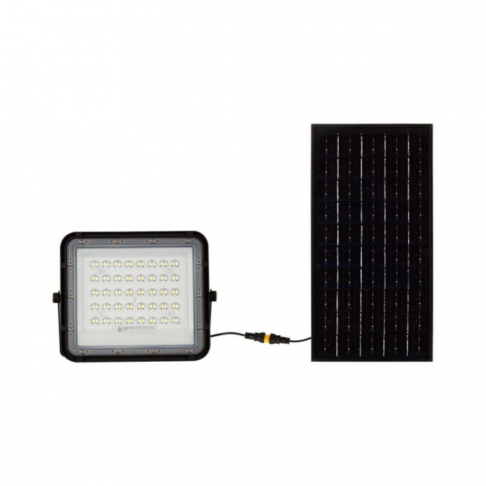 Faro LED con Telecomando e Pannello Solare 10W Batteria sostituibile Cavo da 3m Colore Nero 