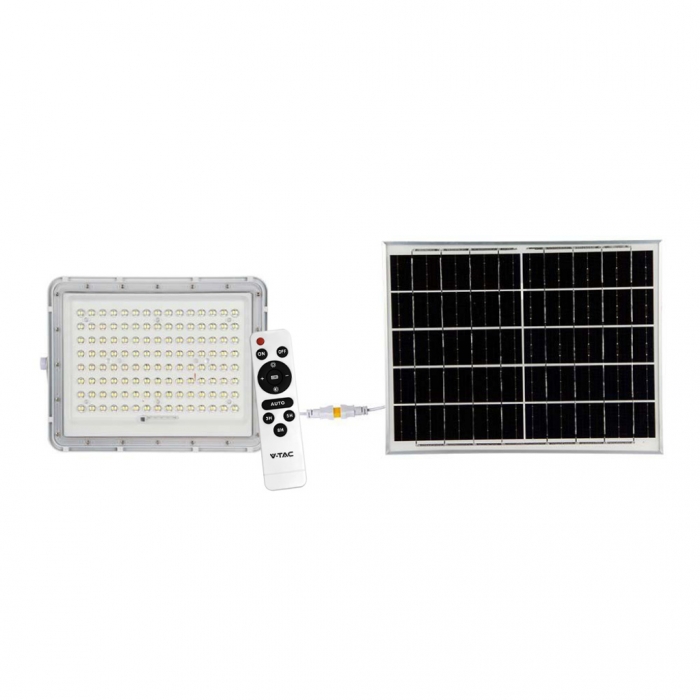  Faro LED con Telecomando e Pannello Solare 20W Batteria sostituibile Cavo da 3m Colore Bianco
