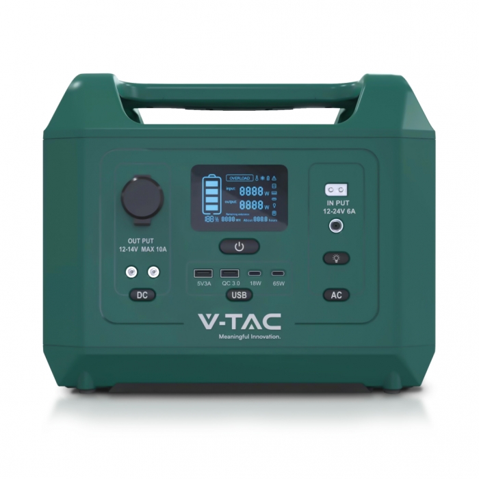 Power Station Portatile con Batteria di Accumulo LiFePO4 576Wh AC:220V 600W (Max. 1000W) con Prese EU
