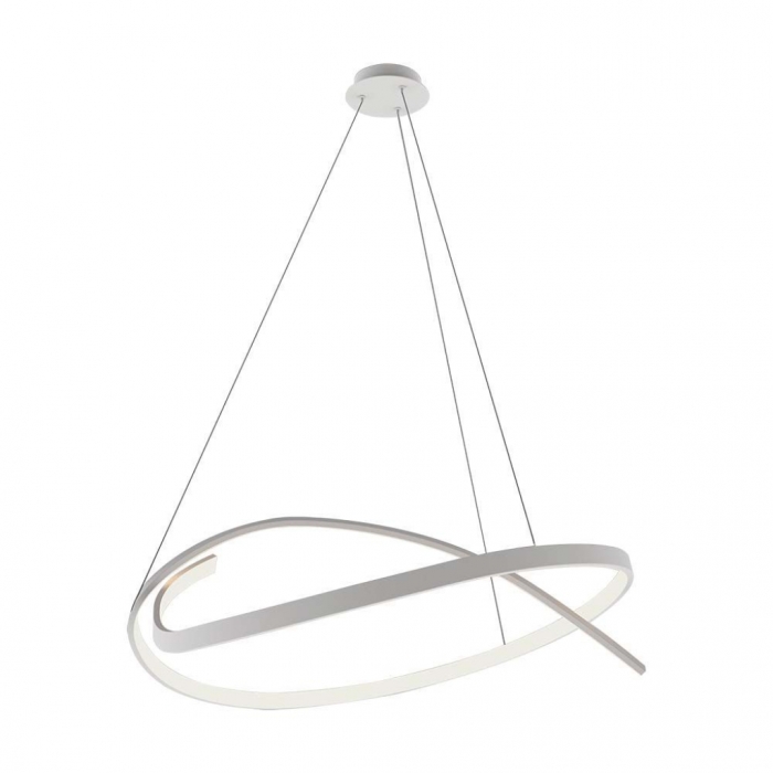  Lampadario LED a Sospensione Circolare 48W in Metallo Colore Bianco 80X120 cm