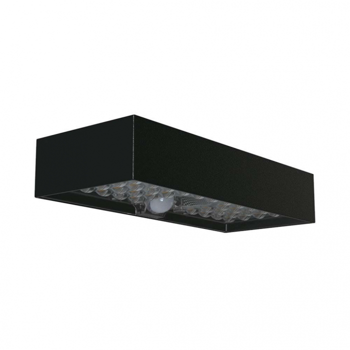 Lampada LED da Muro 6W Con Pannello Solare e Sensore PIR Colore Nero 4000K