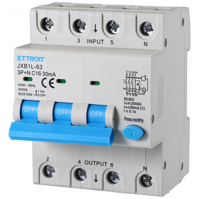 Magnetotermico Differenziale 3P+N 16A 30mA 380V-4.5KA