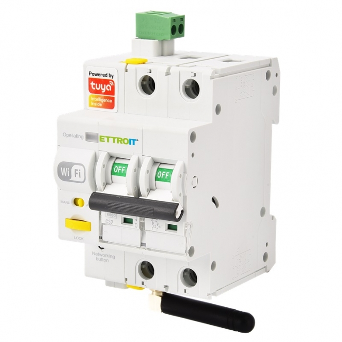 Interruttore Magnetotermico 2P Tuya Smart Wi-Fi 32A