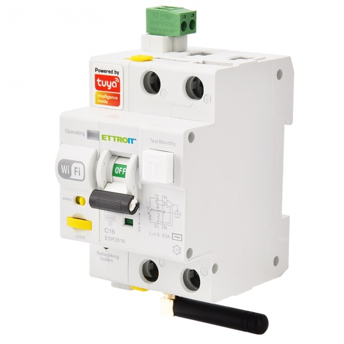 Magnetotermico Differenziale 1P+N Tuya Smart Wi-Fi RCBO-Riarmo Automatico 16A