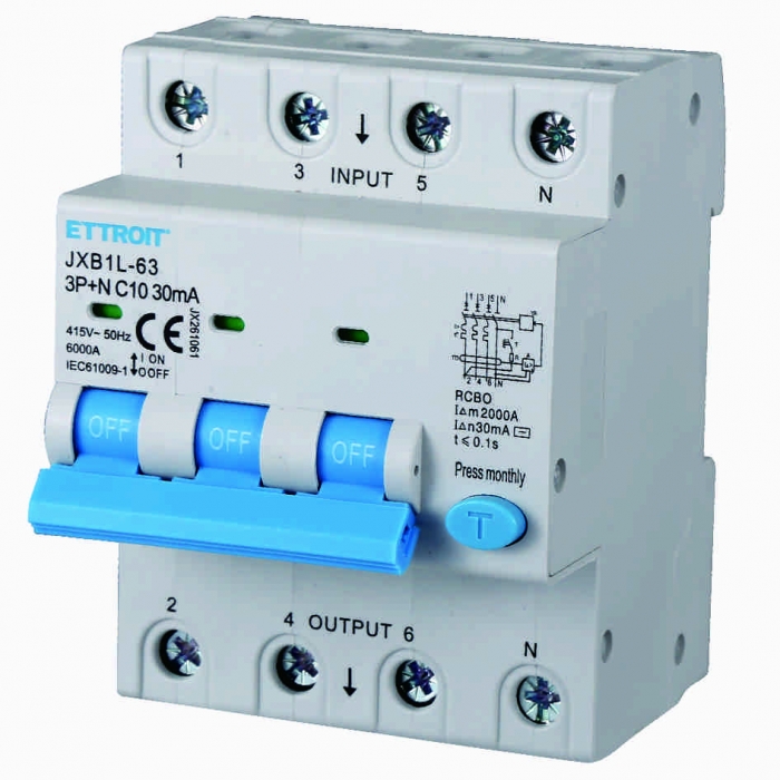 Magnetotermico Differenziale 3P+N 10A 30mA 380V-6KA