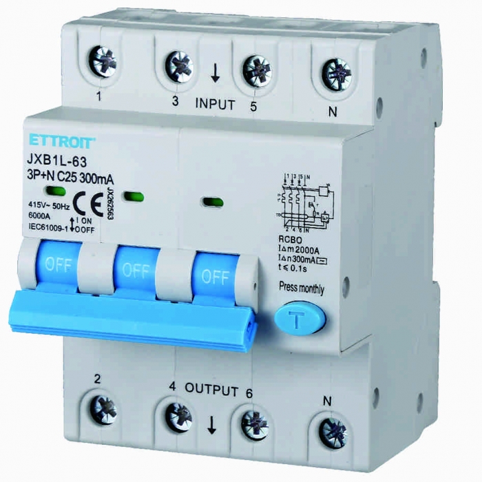 Magnetotermico Differenziale 3P+N 25A 300mA 380V-6KA