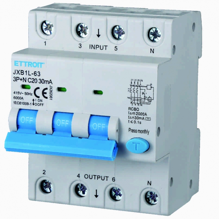 Magnetotermico Differenziale 3P+N 20A 30mA 380V-6KA